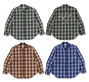 A BATHING APE Men's OMBRE CHECK COLLEGE RELAXED FIT SHIRT 1L30131005 b - Picture 1 of 16
