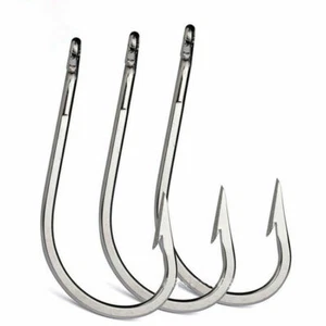 10Pcs Stainless Steel Barbed Fishing Hooks Thick Tuna Large Saltwater Fish Hook  - Picture 1 of 8