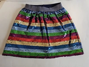 NWT Crewcuts Girls Sequin Skirt Striped Rainbow Metallic Party Size 10 - Picture 1 of 8