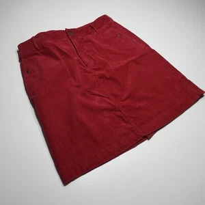NEW Merona Straight Skirt Womens 8 Cotton Corduroy Red Flexible Pockets Zip Snap - Picture 1 of 14