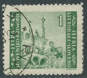 1946 ISTRIA E SLOVENO USATO TIRATURA DI ZAGABRIA 1 LIRA - RA11-2 - Picture 1 of 1
