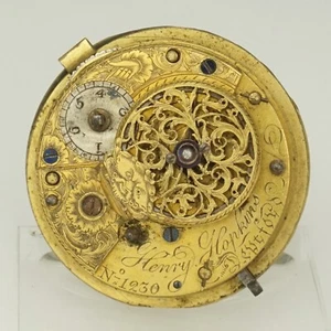Rare! 1820 HENRY HOPKINS Fusee Pocket watch Movement Men's no repeater duplex - Picture 1 of 5