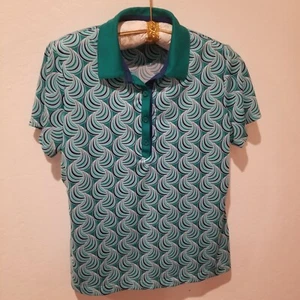 EP Pro Tour Tech Women's Golf Tennis Polo Shirt Geo Green Large Short Sleeve - Picture 1 of 7