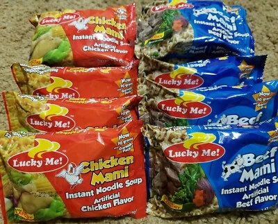 (10 unidades) Sopa instantánea de fideos LUCKY ME Beef Mami & Chicken Mami  Foto 1 de 2