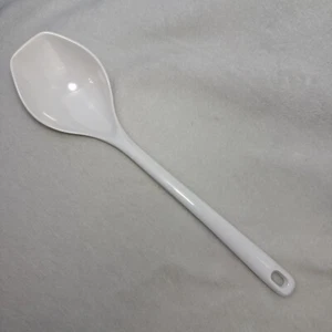 Vintage farmhouse 11.5” WHITE MELAMINE  SOLID COOKING STIRRING SPOON UTENSIL - Picture 1 of 10