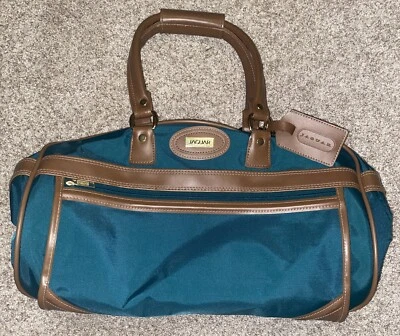 Bolsa de viaje de lona verde esmeralda vintage de fin de semana JAGUAR Foto 1 de 4