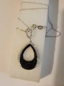 Black and White Sparkle Dangle Necklace - Picture 1 of 6