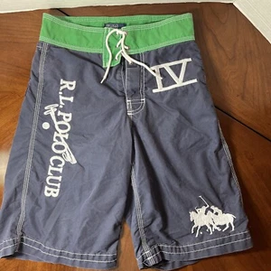 Polo Ralph Lauren Swim Shorts Boys Size 8 Blue Green Big Pony Trunks Lined Mesh - Picture 1 of 7