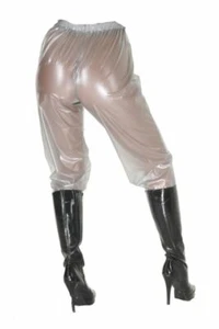 PVC Jogging Sweat Sauna Rain Pants Rubber Silver - Picture 1 of 2