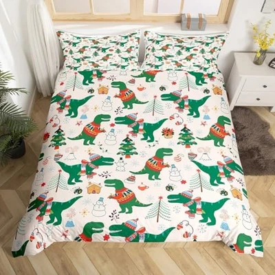 Juego de cama de Navidad para niños niños niñas dibujos animados dinosaurio completo multi 03 Foto 1 de 4