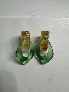 Pendiente aro resina transparente geométrico irregular metal acrílico joyería de moda - Imagen 1 de 2