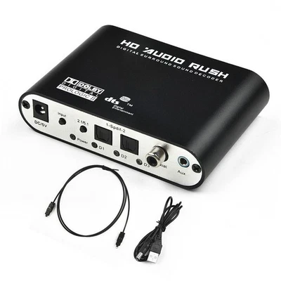 AC3/DTS Digital Optical Audio To 5.1 Channel Stereo Analog 6 RCA Converter 120dB - Image 1 of 4