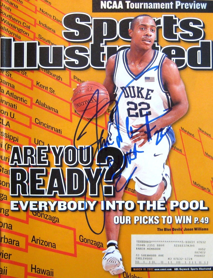 Джейсон Уильямс - Дюк - Спортивный иллюстрированный региональный выпуск с автографом 3/18/02 - Изображение 1 из 1