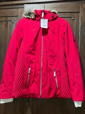 $400+ NWT Obermeyer Resort Red Insulated Ski Coat Jacket w Faux Fur Hood Women 8 - Image 1 of 4