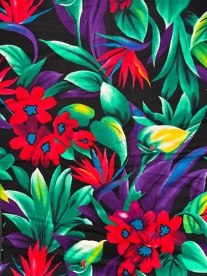 Alexander Henry Collection -Large all over Tropical Flowers - Green Blue Purple - Image 1 of 4