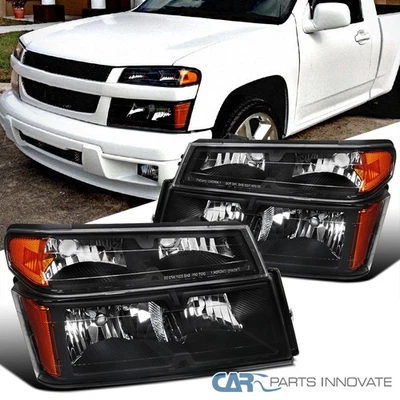 Black For 04-12 Chevy Colorado /GMC Canyon Headlights w/Parking Corner Lamps 4PC Foto 1 de 4
