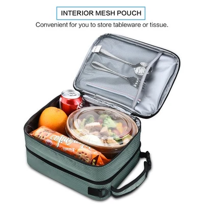 Insulated Lunch Bag Totes Cooler Container 2 Compartment Leakproof Thermal Bento - Image 1 of 4