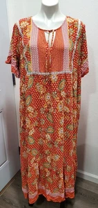 Rusty Dusty Maxi Dress Short Sleeve Boho Ruffled Hem Sz 4X (Per Tag) - Picture 1 of 8