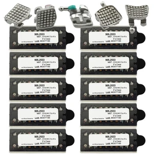Staffe metalliche ortodontiche dentali MBT 0.018 345 gancio doppio mini staffe MIM 5-5 - Foto 1 di 48
