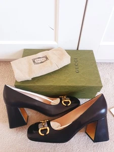 New Gucci Baby Horsebit Leather Black Slingback Pumps UK 8 US 11 EU 41 £750 - Picture 1 of 16