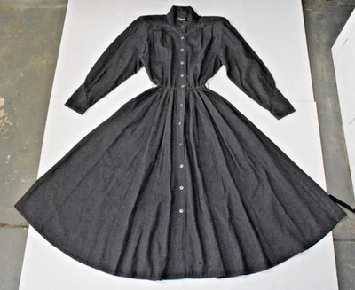 Vintage Jean Shirt Dress Choon California Sz S 80s Charcoal Denim Button Down - Image 1 of 4