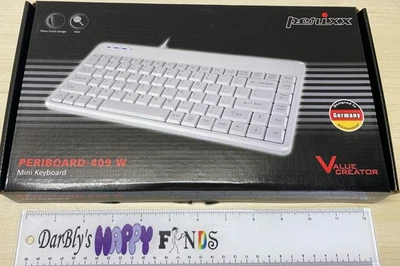 PERIBOARD-409PW Wired PS2 Mini Keyboard by Perixx - 12.36x5.75x0.79 inches WHITE - Image 1 of 4