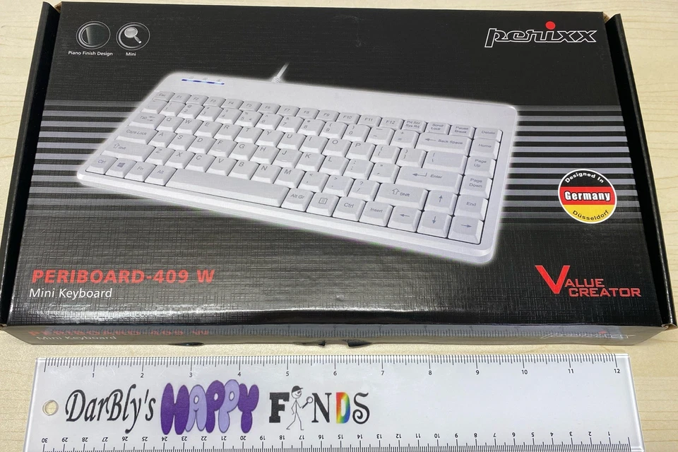 PERIBOARD-409PW Wired PS2 Mini Keyboard by Perixx - 12.36x5.75x0.79 inches WHITE - Image 1 of 4