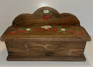 VTG Wood Recipe Box Hand Painted Strawberries Farm Country Cottagecore Signed - Picture 1 of 18