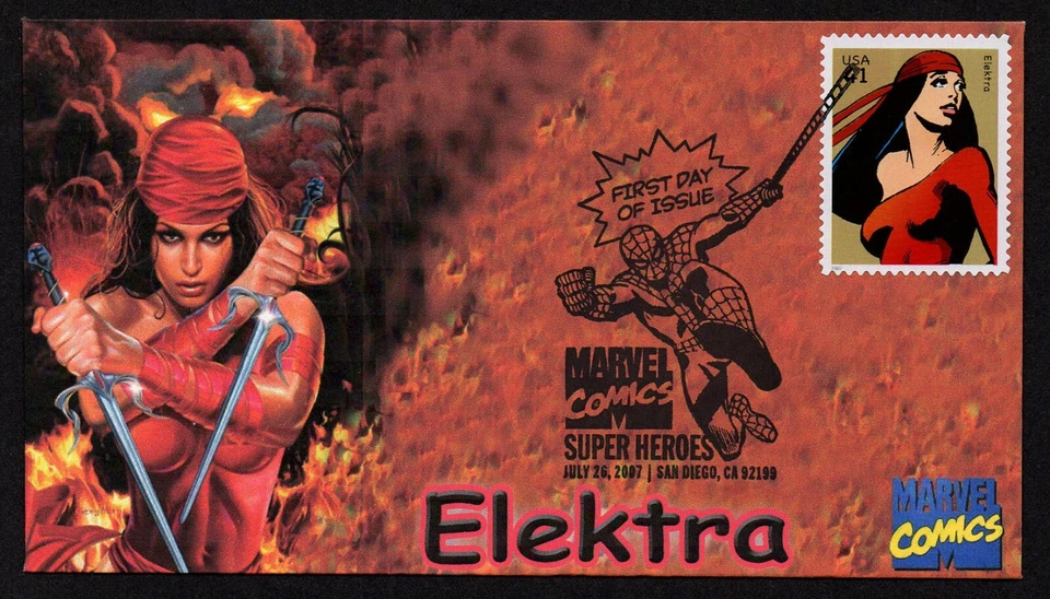 USA, SCOTT # 4159-I, ILLUSTRATED FDC COVER YEAR 2007 ELEKTRA, FROM MARVEL COMICS - Image 1 of 2