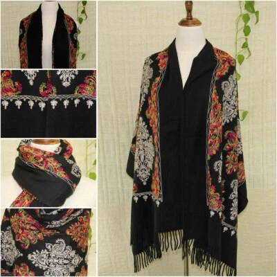 Venta Nuevo bufanda chal envolvente suave de lana cachemir cachemir cachemir grande bordada vintage Foto 1 de 4