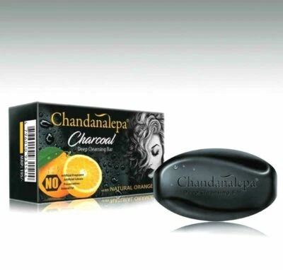 Jabón Ayurveda Aceite de Naranja Carbón Natural Chandanalepa Limpieza Profunda Foto 1 de 4