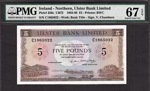 Nordirland 5 Pfund 1988 Pick-326c HERVORRAGENDER EDELSTEIN UNC PMG 67 EPQ HÖCHSTE Qualität - Bild 1 von 2