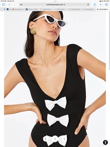 $340 NUEVO Traje de Baño Caroline Constas GALE de Una Pieza Negro Blanco Arcos S - Imagen 1 de 10