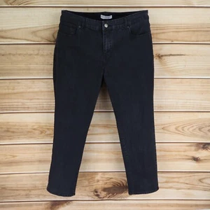 Coldwater Creek Cropped Jeans Natural Fit Womens 14P Black Denim Midrise Stretch - Picture 1 of 8