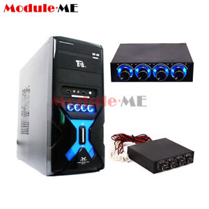 3.5" PC HDD CPU 4 Channel Fan Speed Controller Control Led Cooling Front Panel
