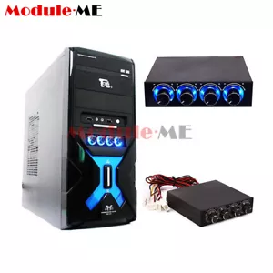 3.5" PC HDD CPU 4 Channel Fan Speed Controller Control Led Cooling Front Panel - Picture 1 of 7