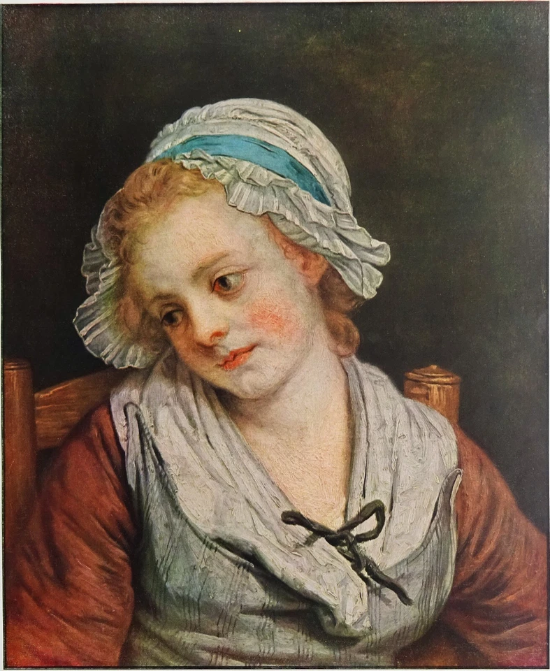 TÊTE de JEUNE FILLE (de Greuze) - Très Grande Planche en couleur - Photo 1/2