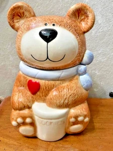 Treasure Craft Teddy Bear Red Heart Cookie Jar, Free Shipping - Picture 1 of 9