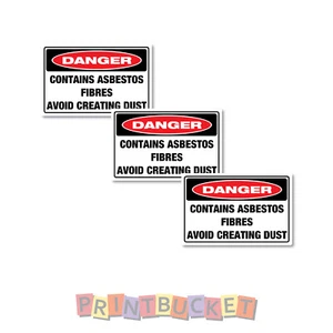 Contains asbestos sticker avoid making dust sticker 100mm 3 pack quality vinyl - Picture 1 of 1