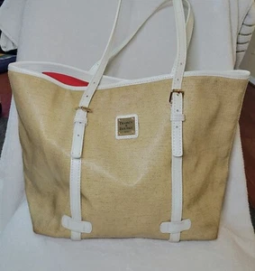 DOONEY & BOURKE Panama East West Shopper Tote Coated Canvas Beige White - Picture 1 of 10