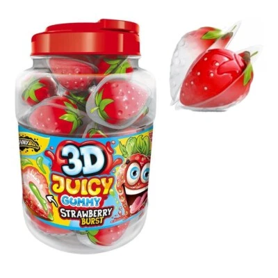 JOYGUM JohnyBee 3d Juicy Gummy Strawberry Gomme Ripiene Gusto Fragola Barattolo da 60pz