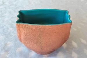RARE CERAMICHE FANTONI ITALIAN TERRACOTTA VASE WITH AQUA BLUE GLAZE 402 - Imagen 1 de 10