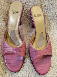 CHARLES JOURDAN PARIS VINTAGE PINK KITTEN HEELS  SIZE 1O - Picture 1 of 15