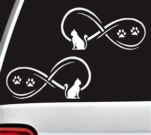 Cat Infinity Decal Sticker Set for Car Window Wall Art | 2-PACK | BG 817 - Picture 1 of 5