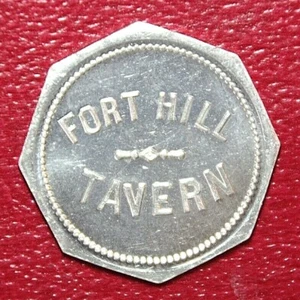 Fort Hill Oregon Tavern Bueno para 50c Comercio Aluminio 21mm Ficha Octágona - Imagen 1 de 2
