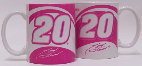 TONY STEWART #20 Pink Breast Cancer 2 Piece NASCAR Coffee Mug Set Cover