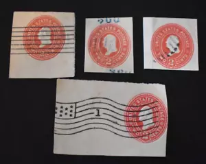 4 - 1899 - U.S. Envelope Cuts Sc# U358 2 Cent Washington - Used - Picture 1 of 2