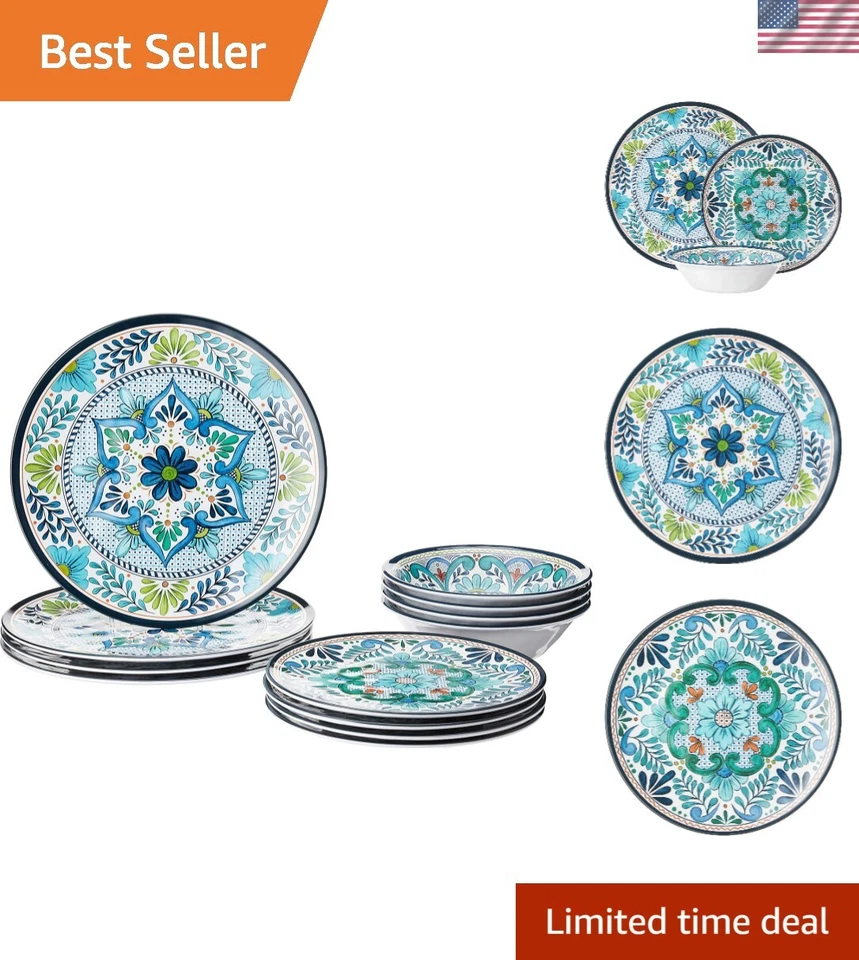 Certified International TAL12PC Talavera Melamine 12 PC Dinnerware Set Service