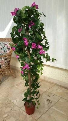 MARKENLOS künstliche pflanzen bäume blumen dekoart efeu engl./bougainvillia 130cm.hoch