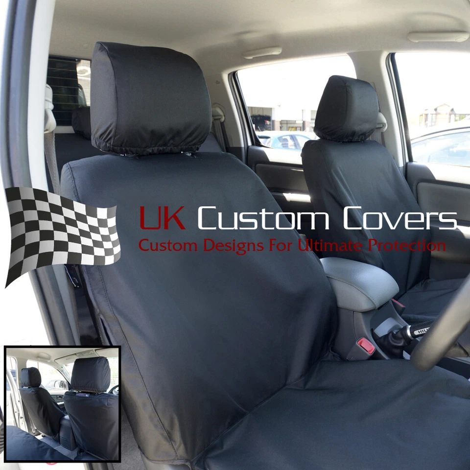 TOYOTA HILUX 2005 - 2016 FUNDAS DE ASIENTO DELANTERAS A MEDIDA E IMPERMEABLES - NEGRO 139 Foto 1 de 4